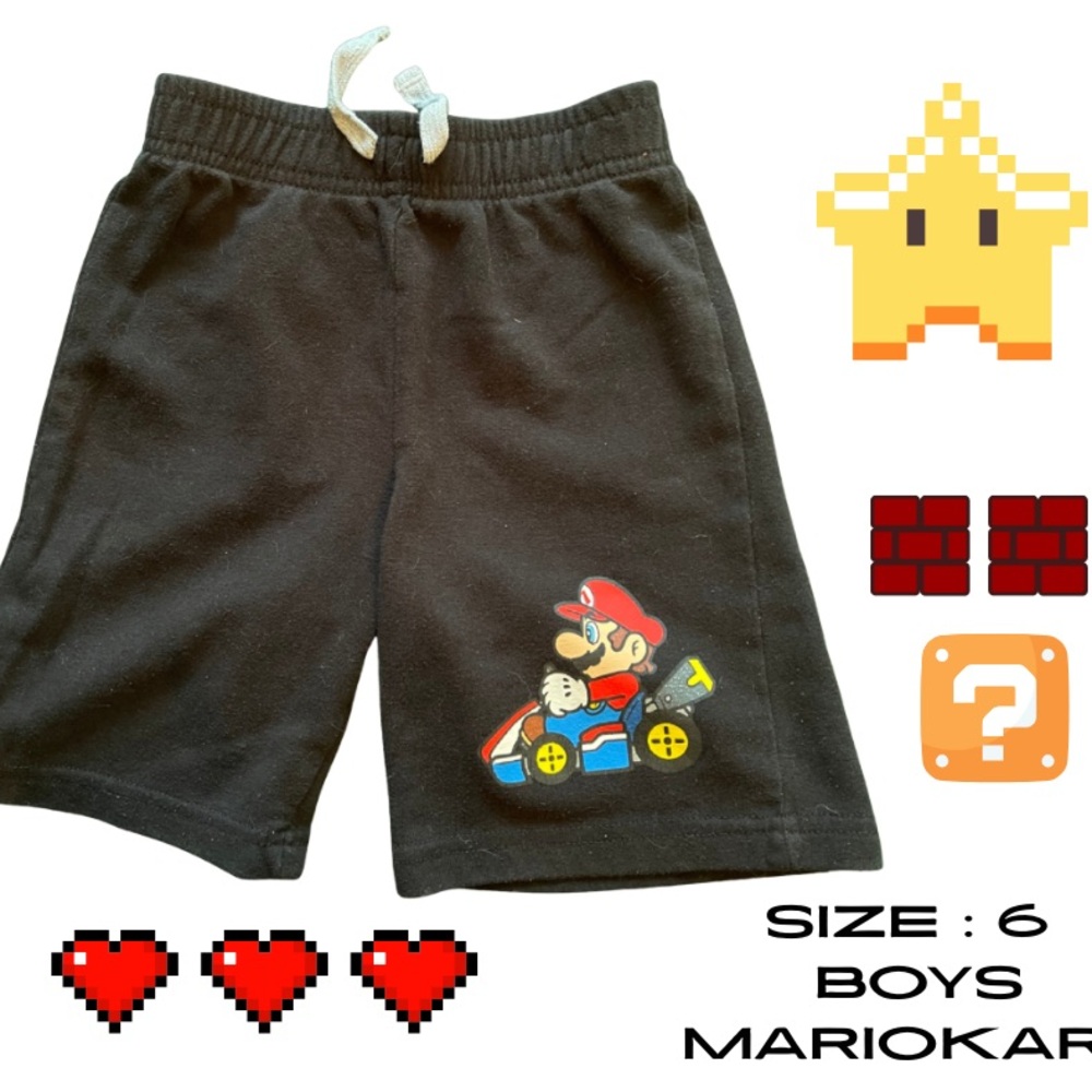 Mario Kart Boys Black Shorts